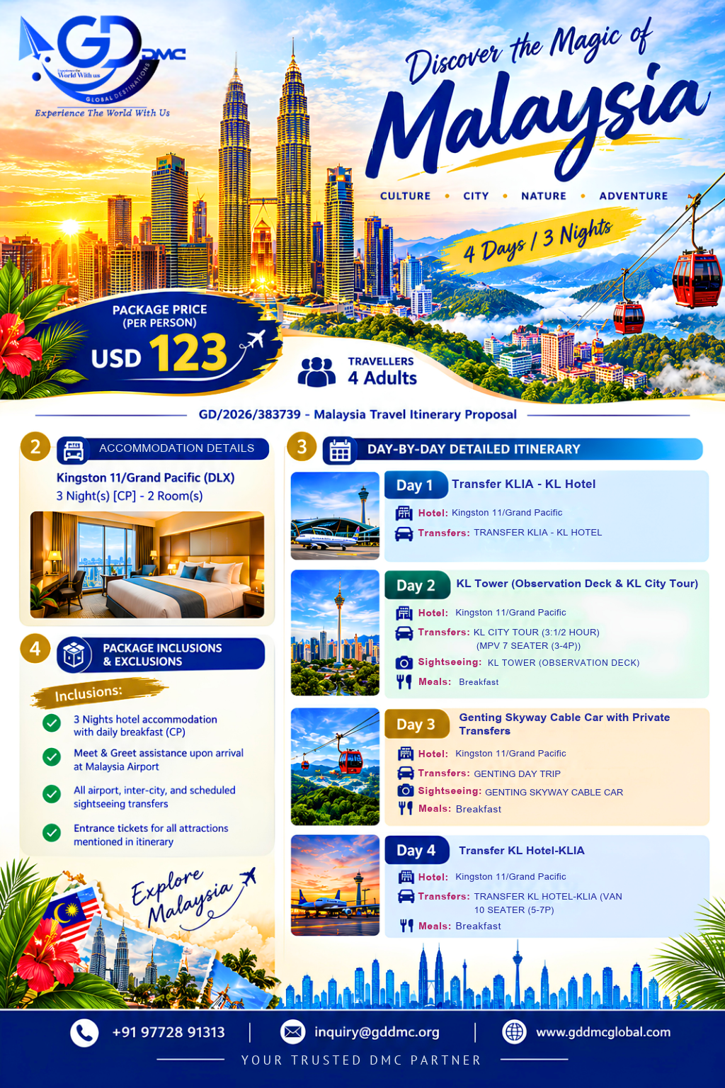 Malaysia Travel Proposal: 4D-3N Kuala Lumpur & Genting Highlands